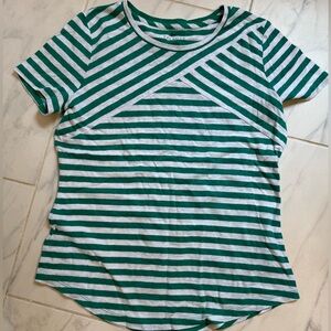 Talbots green and white striped shirt size small